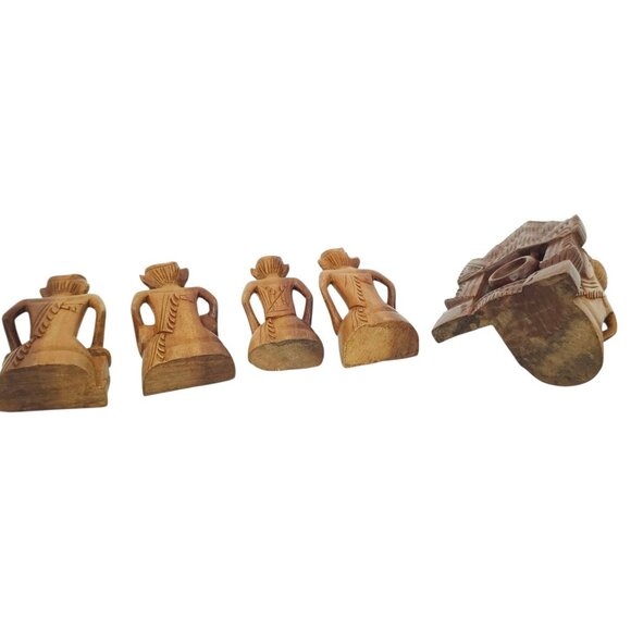 Indonesian Hand Carved Wood Figures 3" Miniatures Tribal Gamelan Band Balinese - Picture 13 of 14